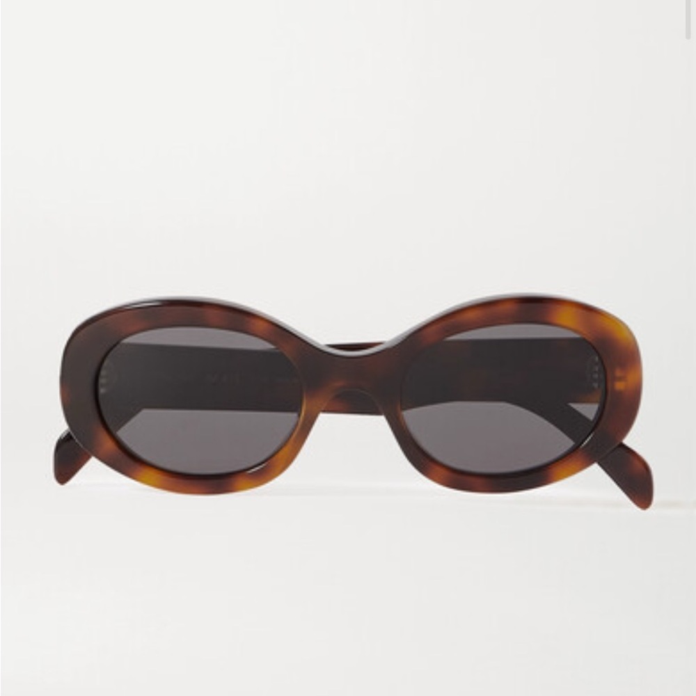 Celine Triomphe Oval Sunglasses - Tortoise